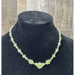 Vintage Christina's Collection Peridot Choker 17" Silver Tone Signed